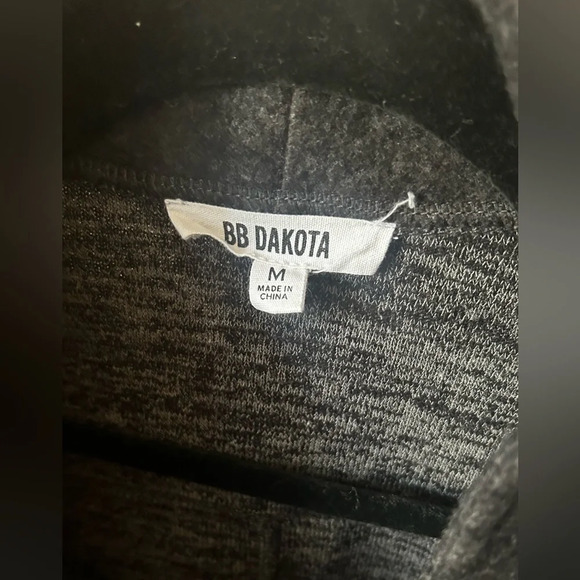 BB DAKOTA Dark Grey Asymmetrical Zip Fleece Moto Jacket Size Medium - Picture 9 of 12